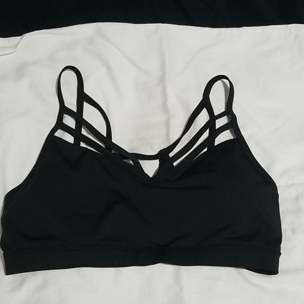 Black strappy sports bra